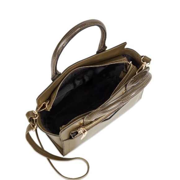 Olive Satchel Handbag with removable pouch - Picture 2 of 4